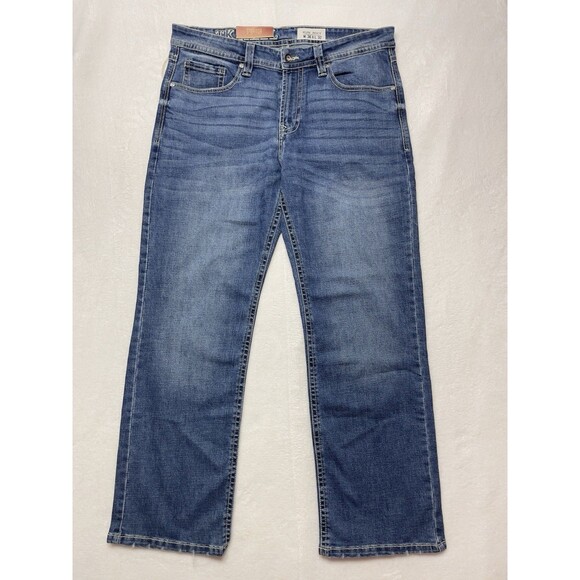 T.K. Axel Slim Boot Men's Stretch Blue Denim Jeans Size 36x32 - Picture 4 of 15